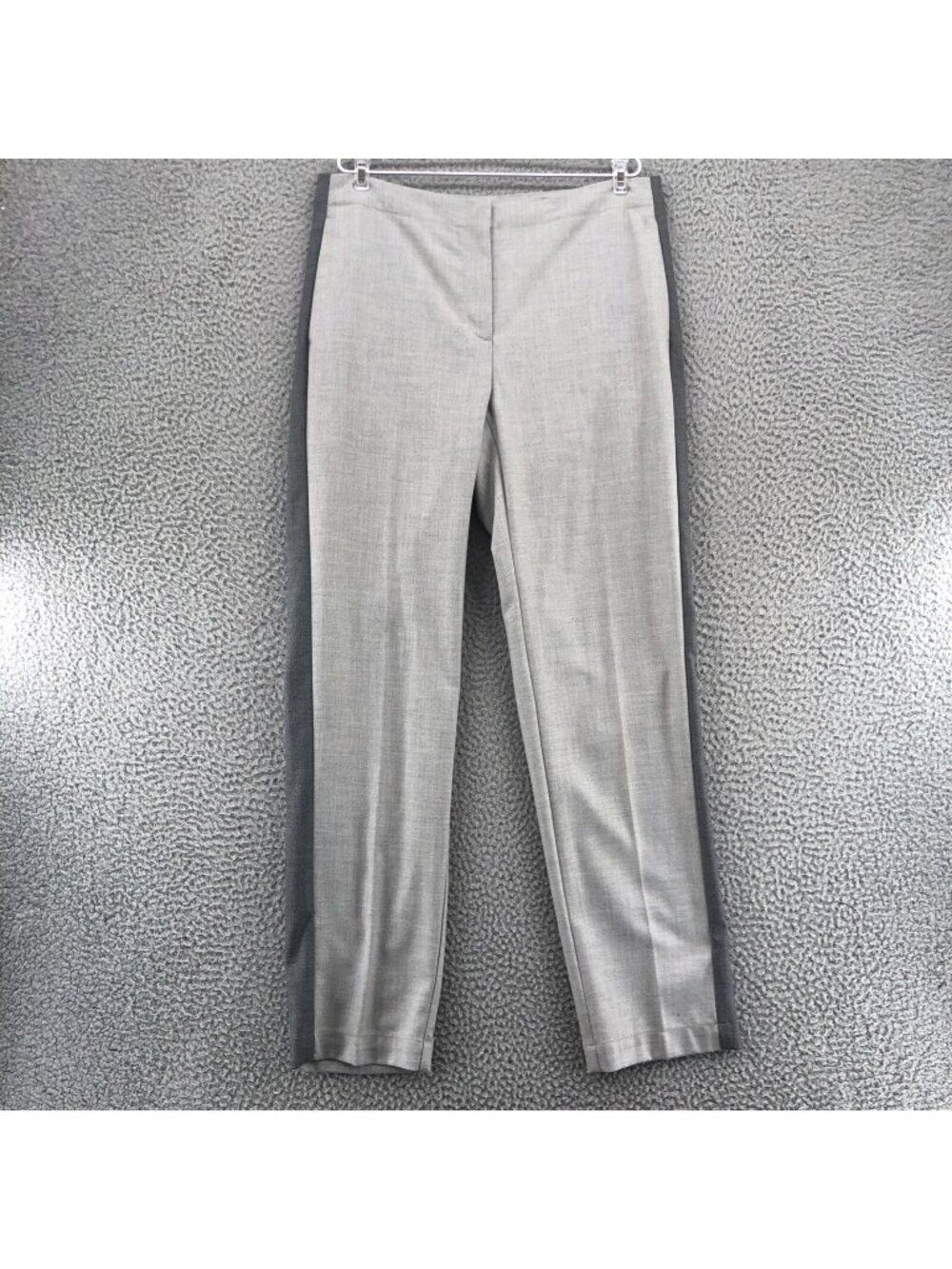 J Jill Pants Womens 8 Gray Stretch Tapered Leg Striped Seams Pockets Trousers